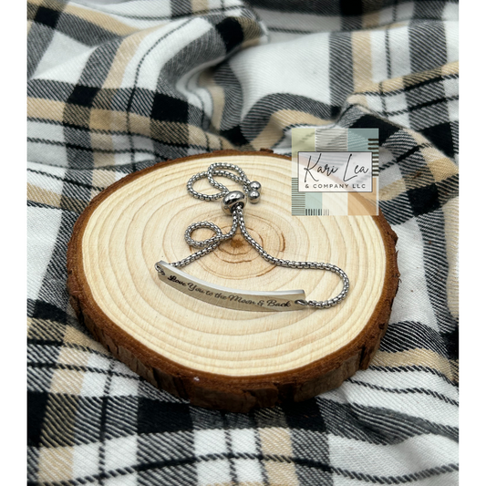 Custom Laser Engraved Bolo Closure Bracelet