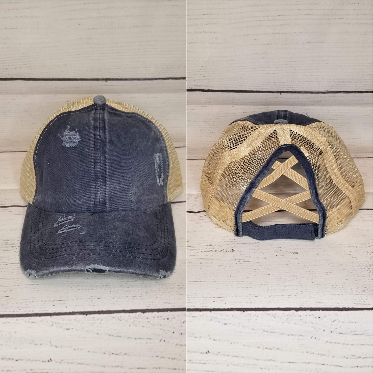 Slim Rectangle Leather Patch (your choice) - Leather Patch Hat - Ladies Ponytail or Trucker Hat