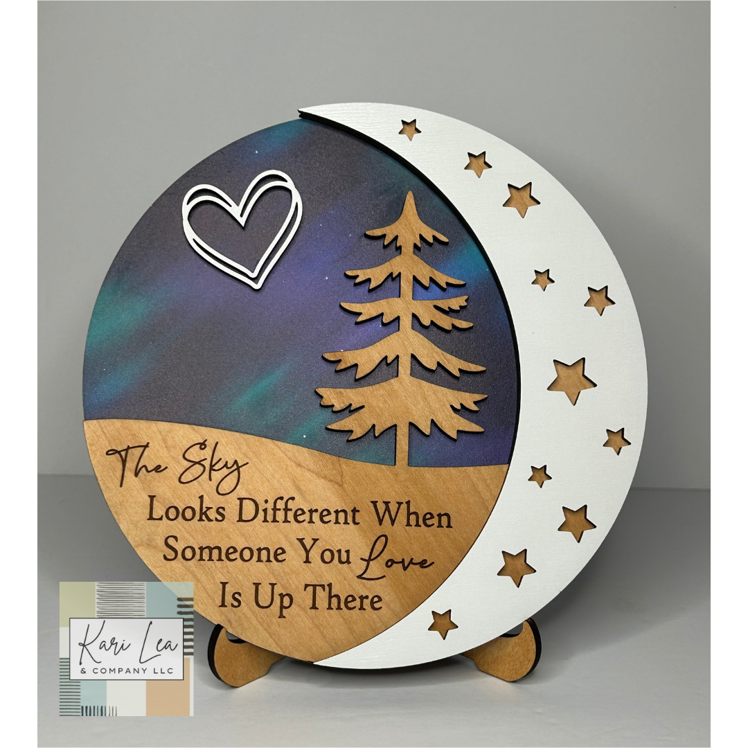 The Sky Looks Different Memorial Sign with Stand