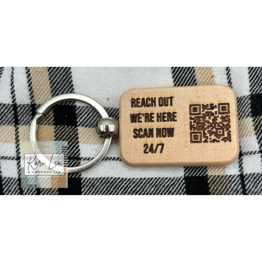 Mental Health Awareness Keychains - Bamboo Wood Keychain
