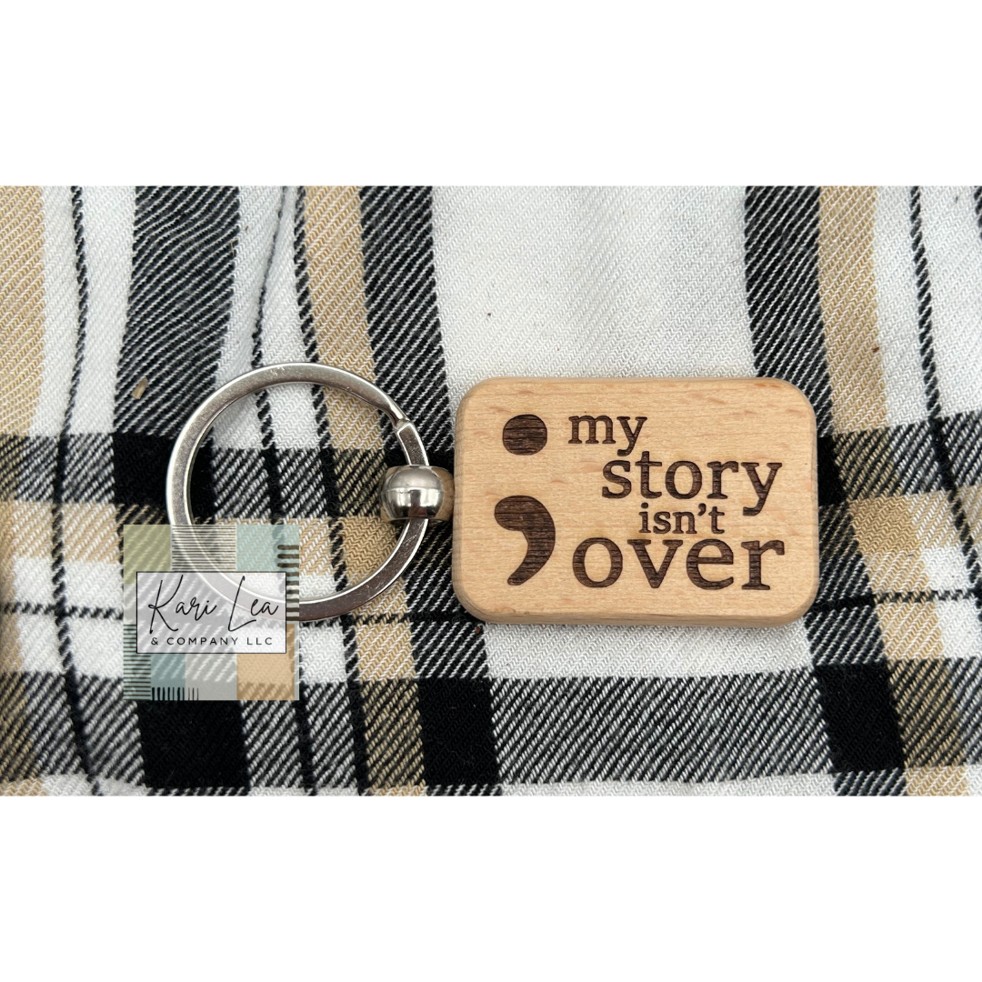 Mental Health Awareness Keychains - Bamboo Wood Keychain