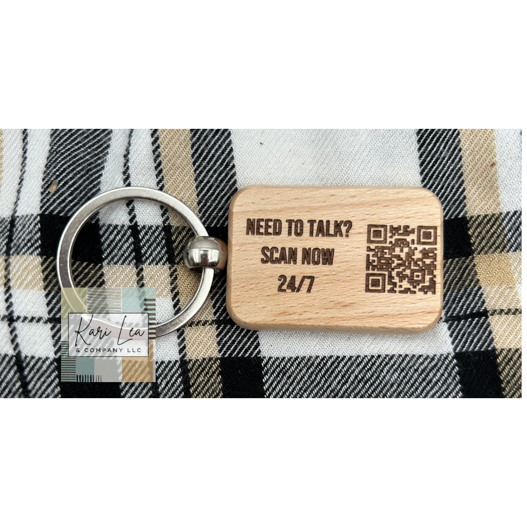 Mental Health Awareness Keychains - Bamboo Wood Keychain