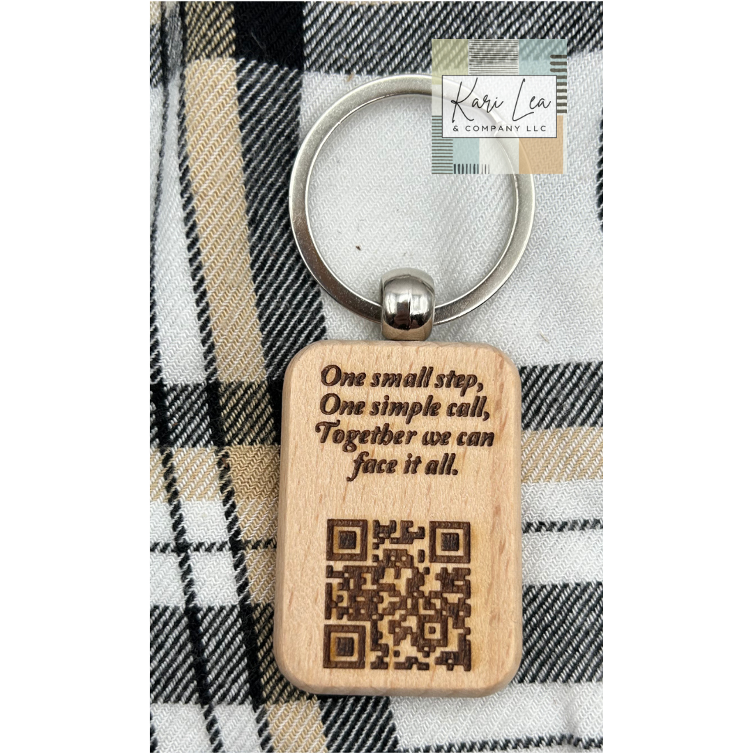 Mental Health Awareness Keychains - Bamboo Wood Keychain