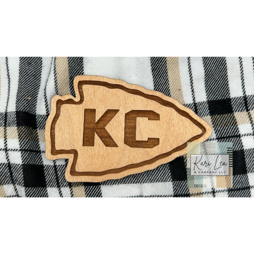 KC Arrowhead Magnet - Wood