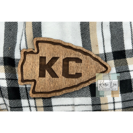 KC Arrowhead Magnet - Wood
