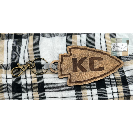 KC Arrowhead Keychain - Wood