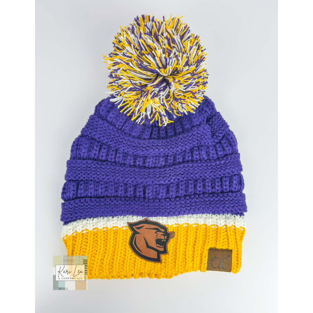School Spirit Black/Orange/White CC Beanie Stocking Hat