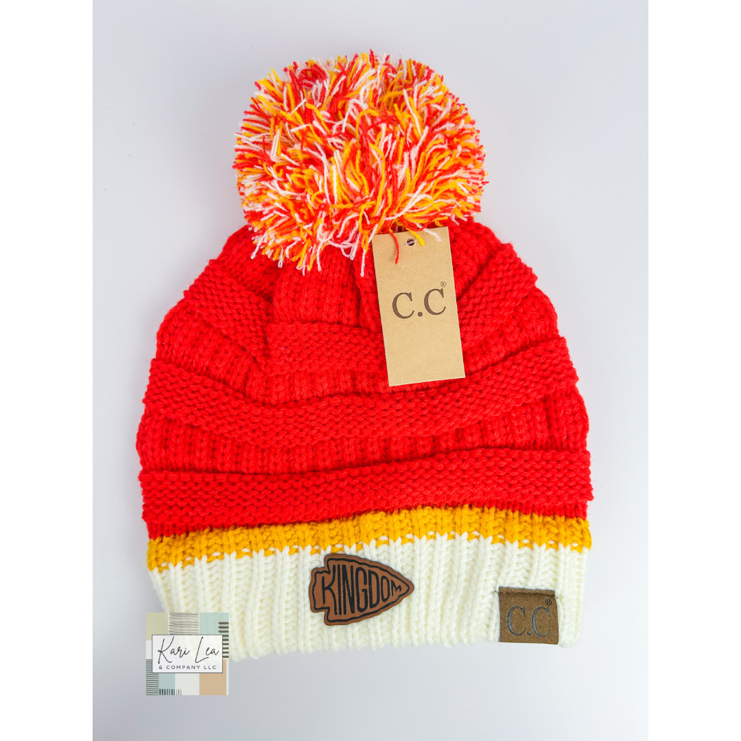 KC Inspired Red/Gold/White CC Beanie Stocking Hat