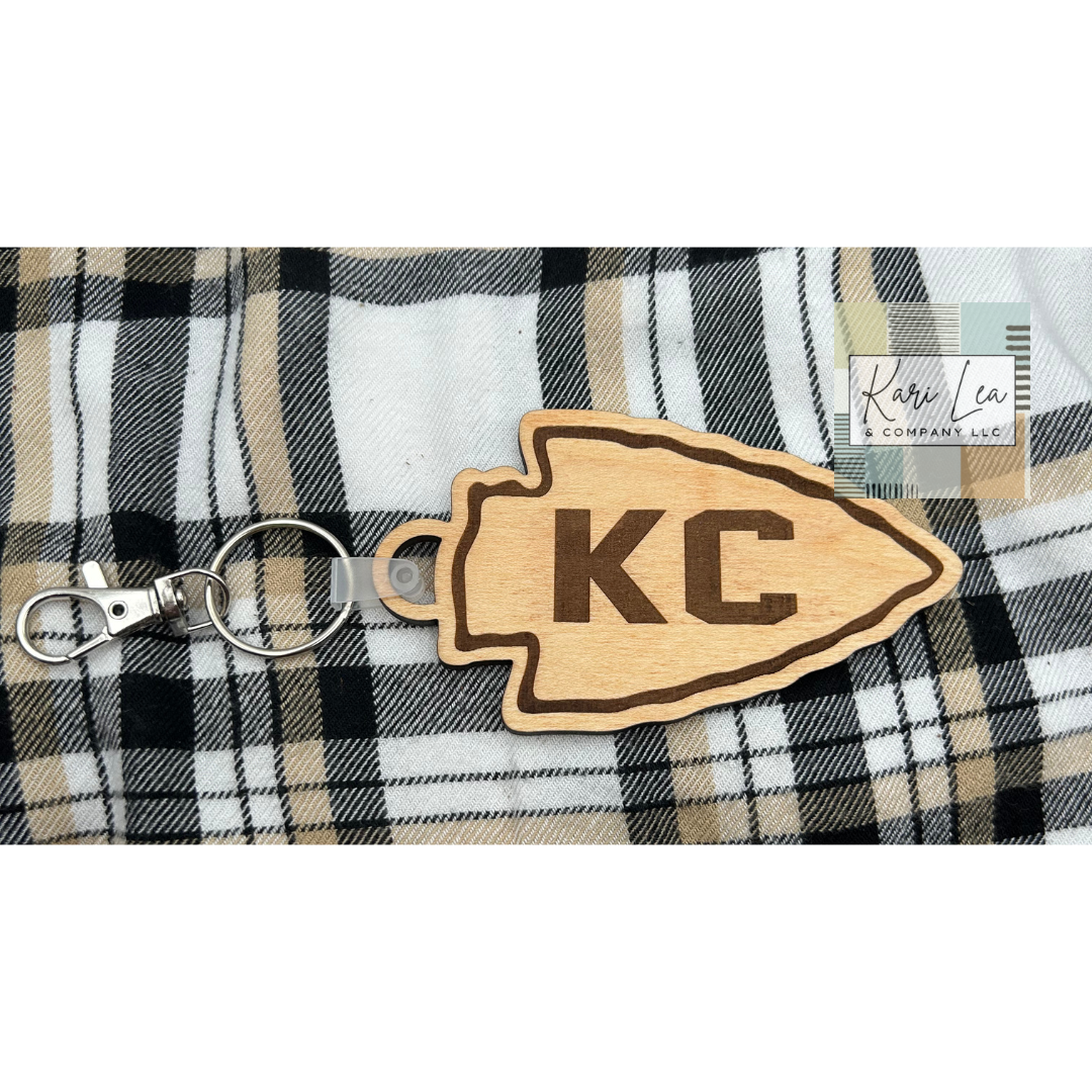KC Arrowhead Keychain - Wood