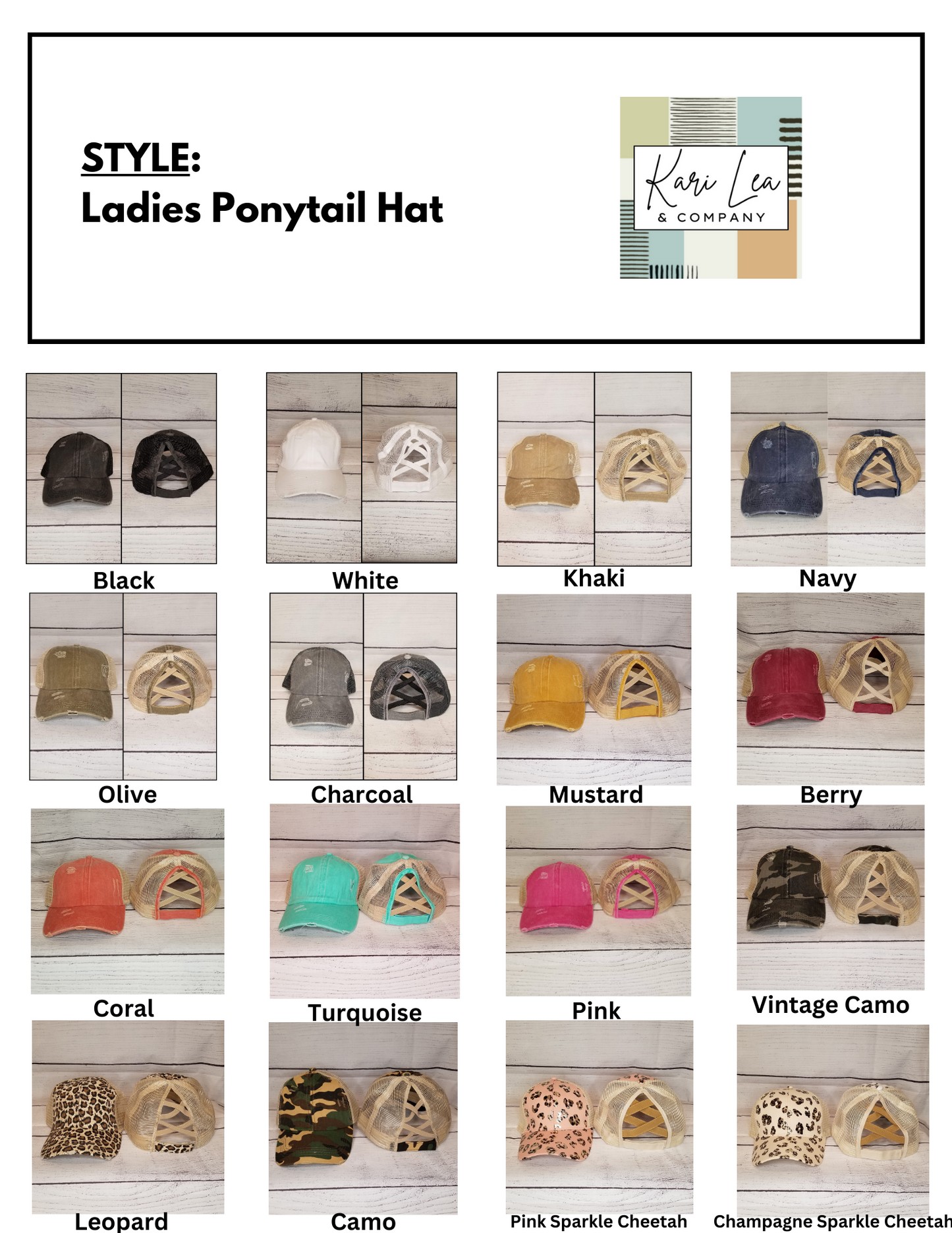 Slim Rectangle Leather Patch (your choice) - Leather Patch Hat - Ladies Ponytail or Trucker Hat