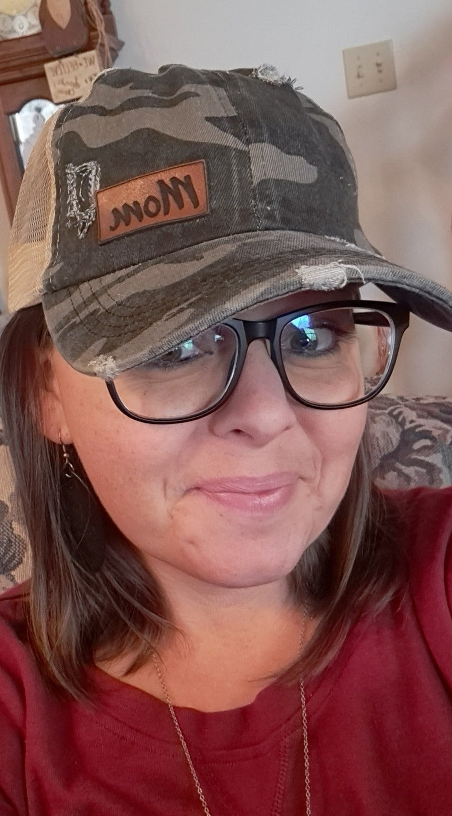 Mom - Ladies Ponytail Leather Patch Hat