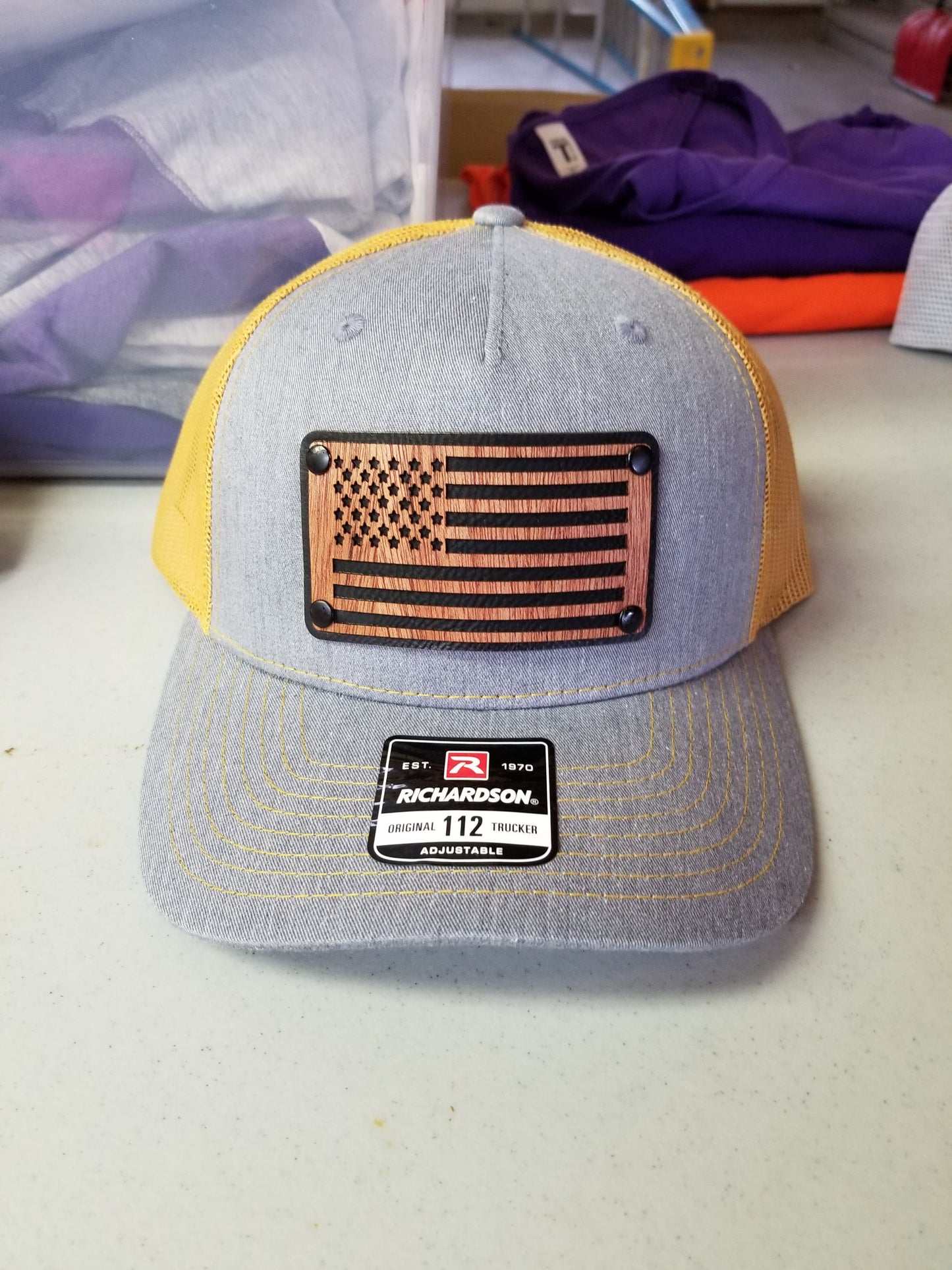 Wood & Leather American Flag Patch Hat - Richardson