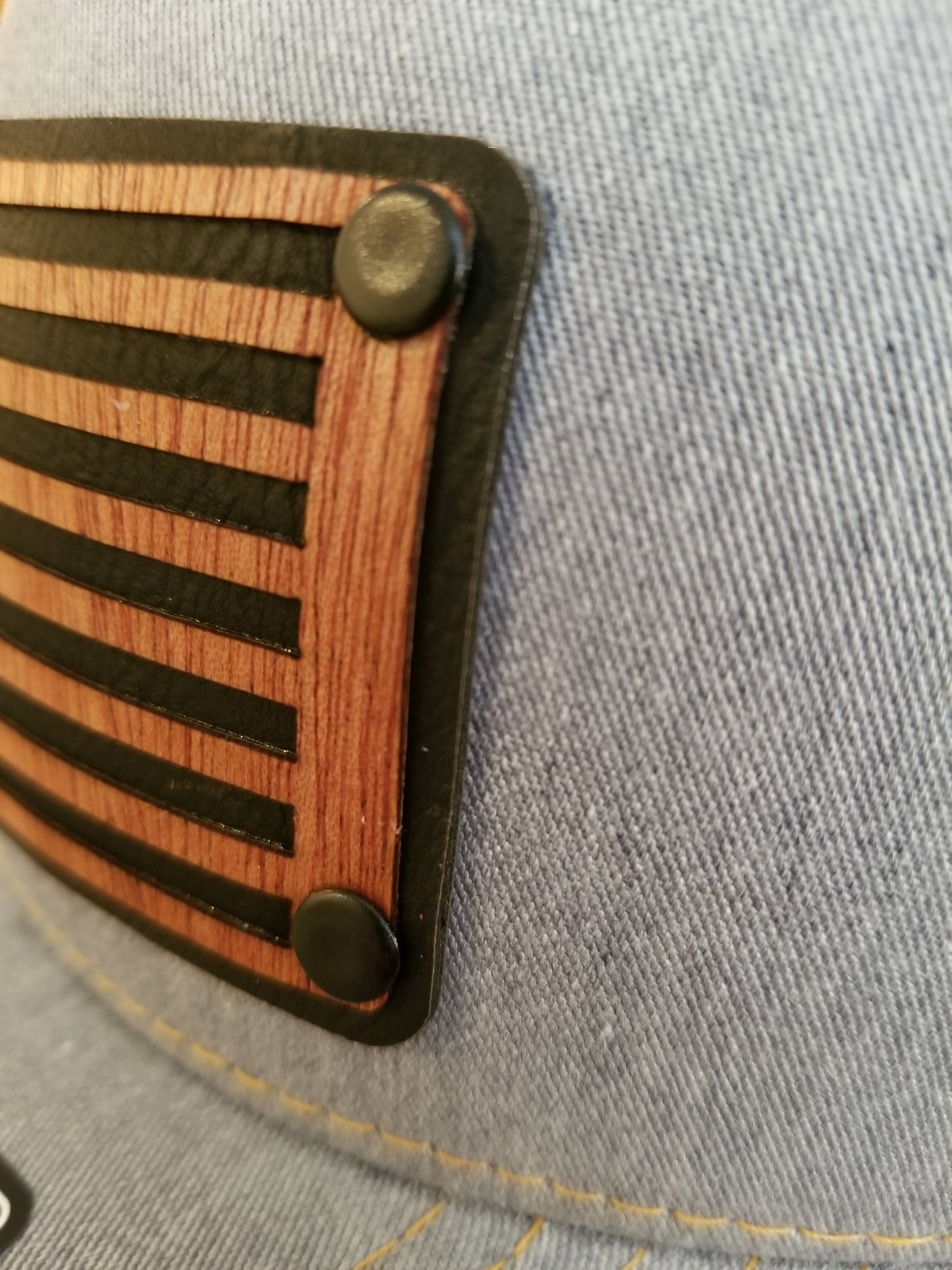 Wood & Leather American Flag Patch Hat - Richardson