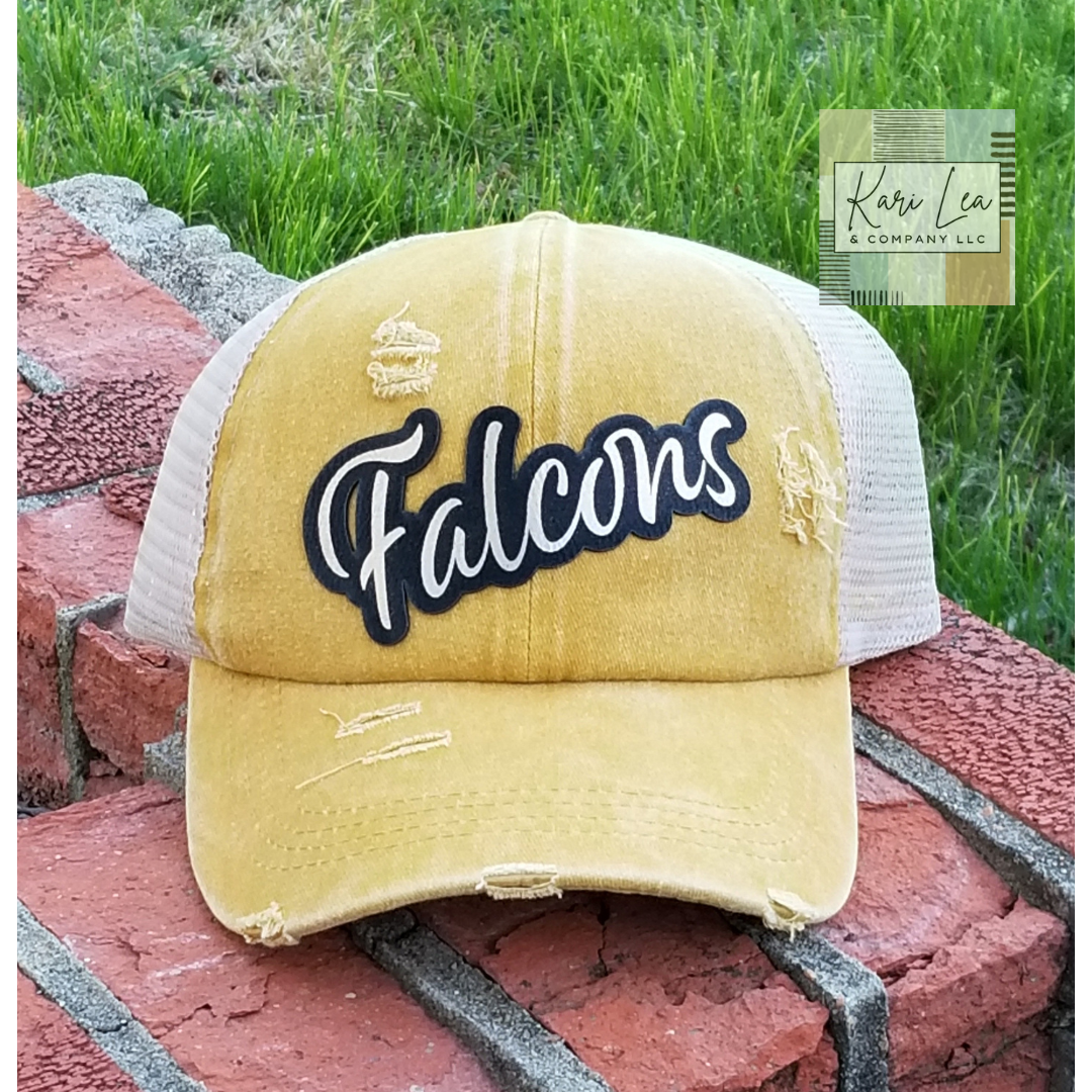 Team Specific - Leather Patch Hat - Ladies Ponytail or Trucker Hat