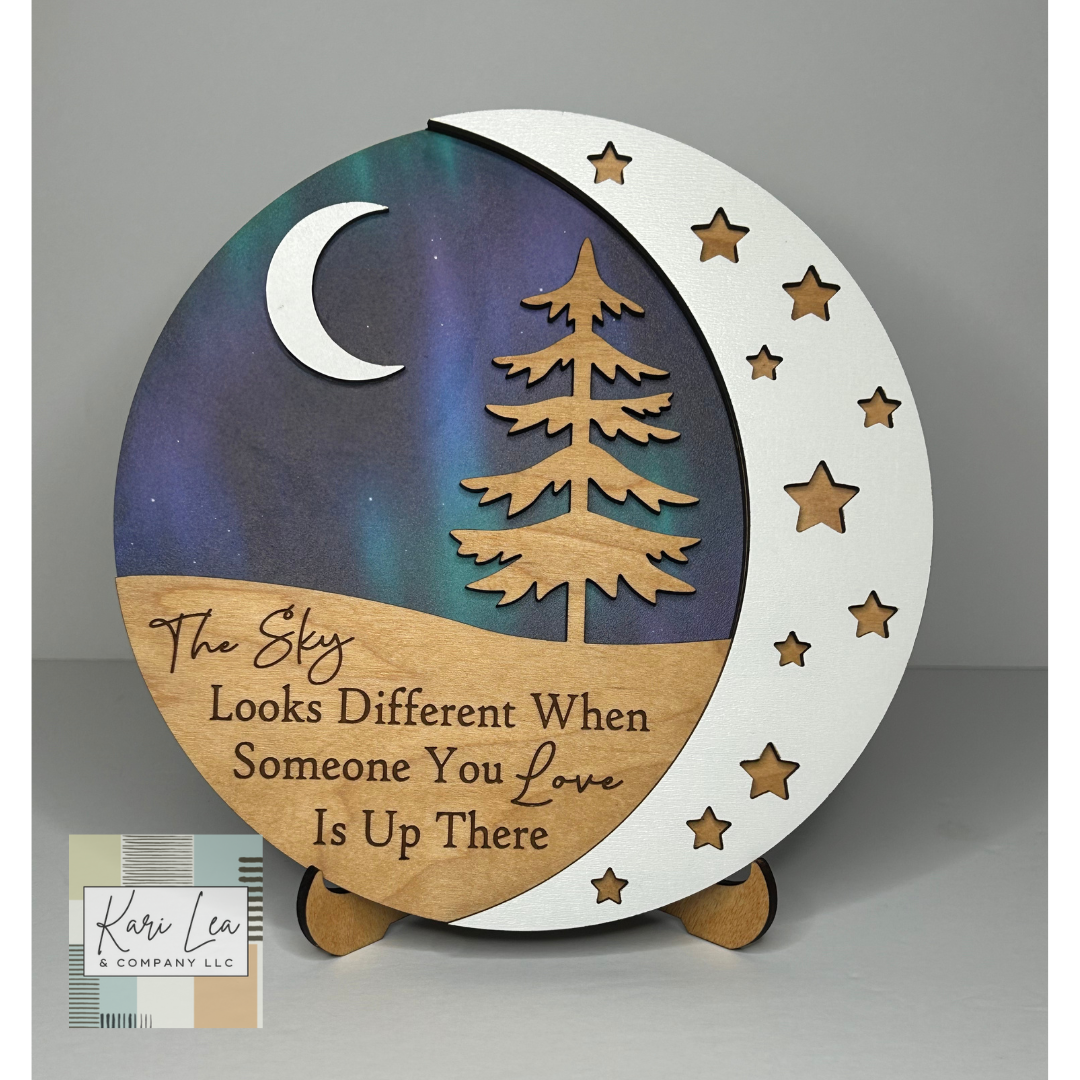 The Sky Looks Different Memorial Sign with Stand