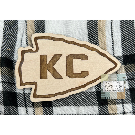 KC Arrowhead Magnet - Wood