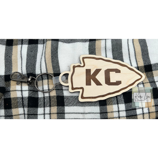 KC Arrowhead Keychain - Wood