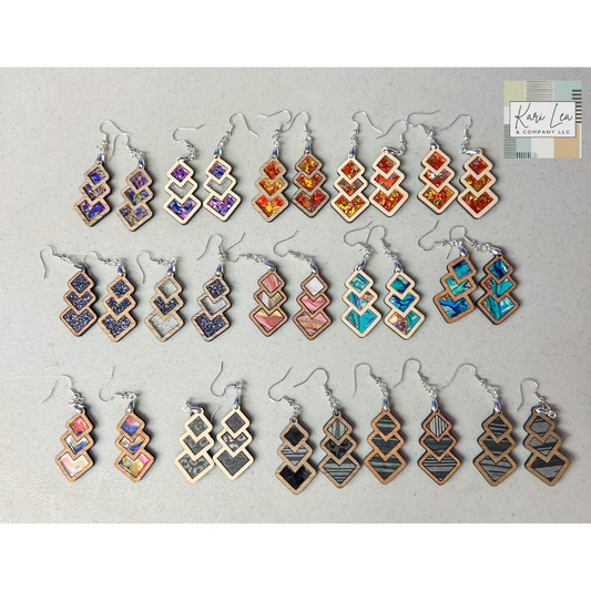 Triple Square Earrings