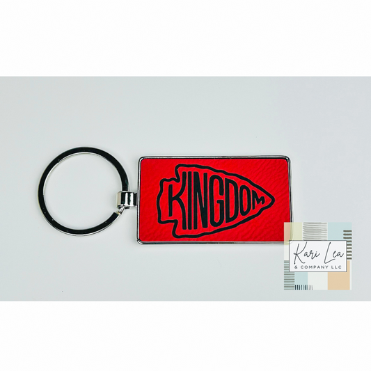 Red Arrowhead KINGDOM Leatherette Keychain