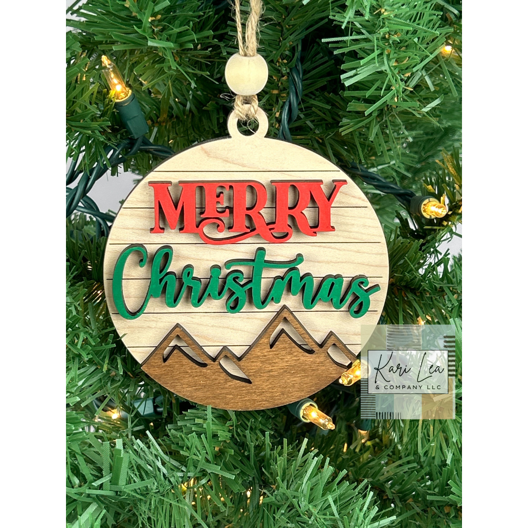 Merry Christmas - Mountains or Forest Ornament and/or Magnet