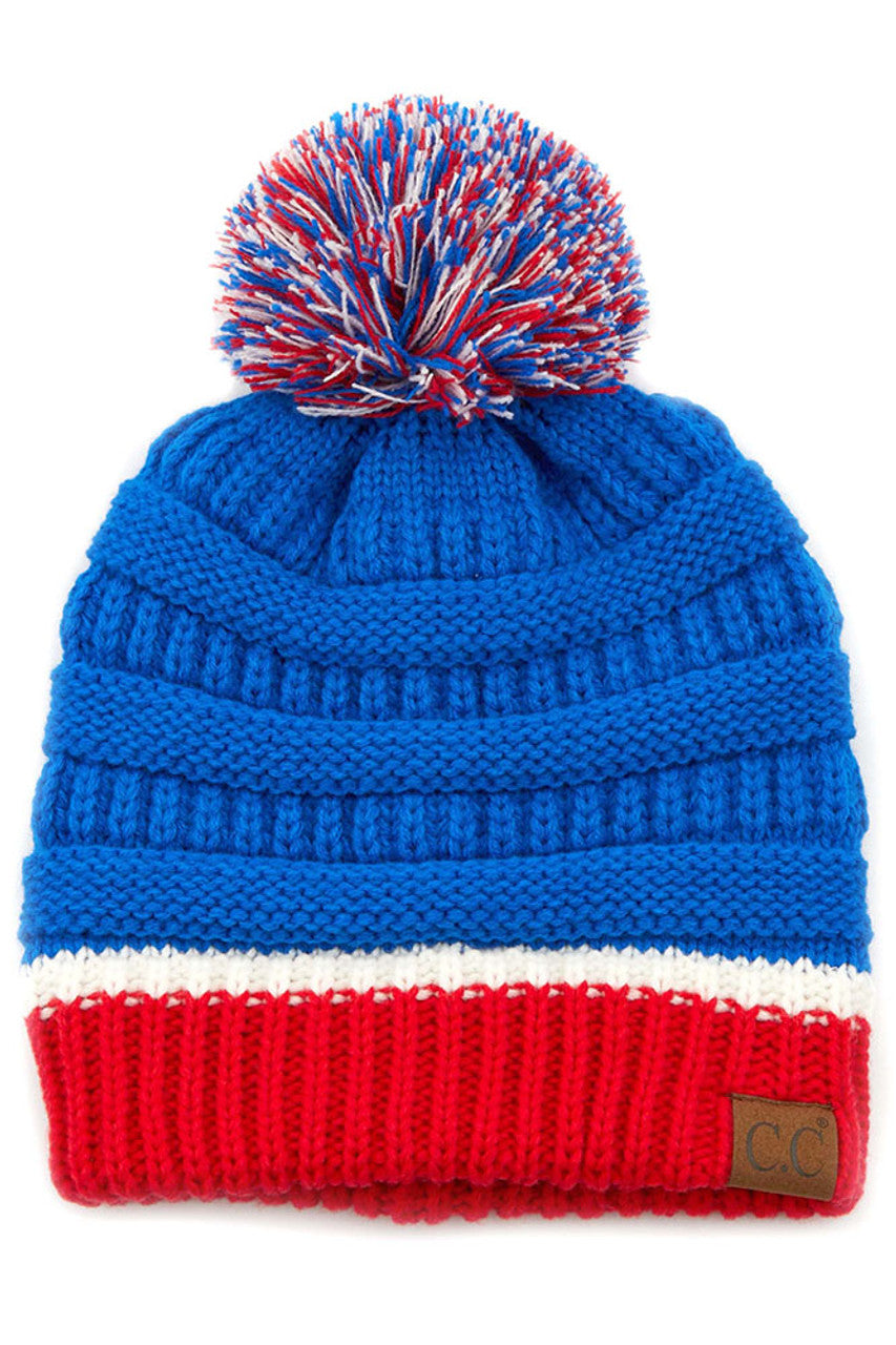 School Spirit CC Beanie Stocking Hat with Pom