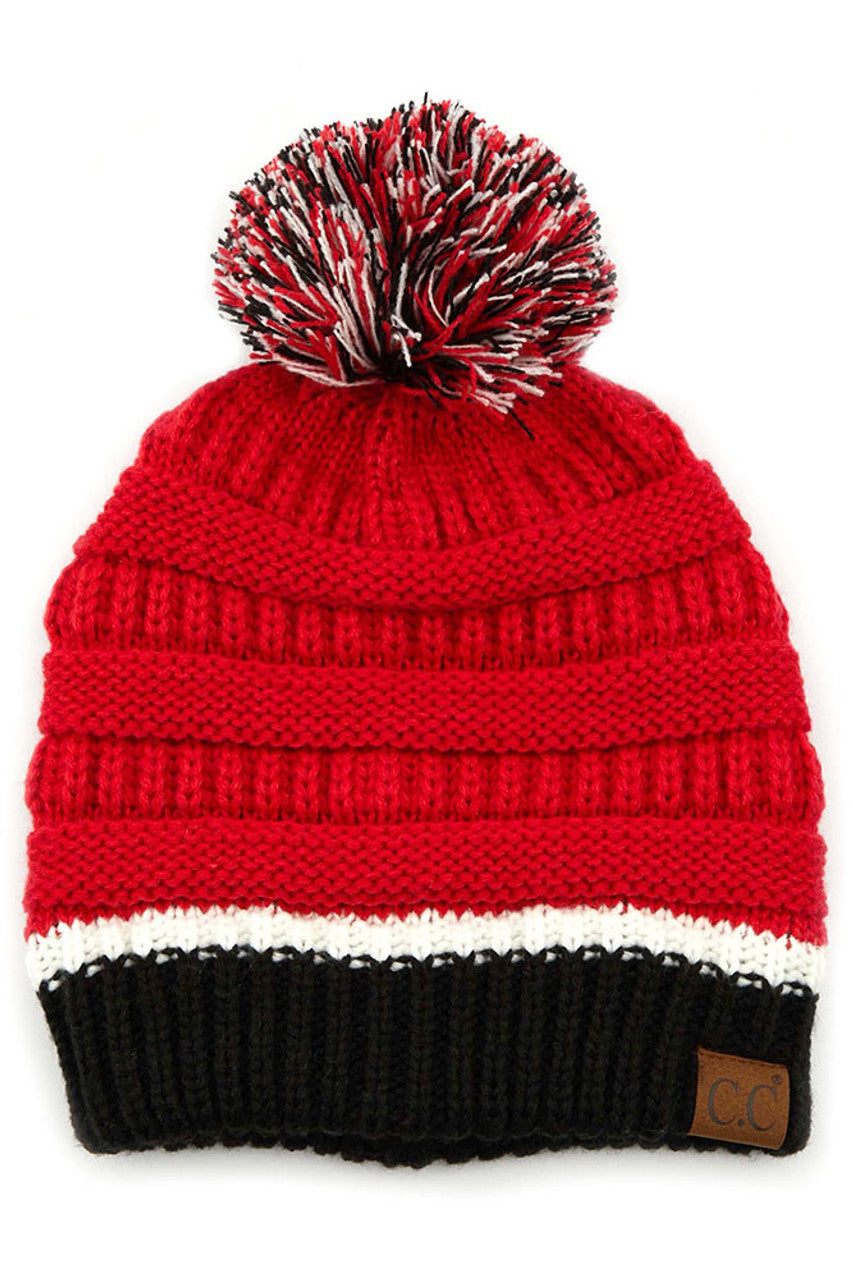 School Spirit CC Beanie Stocking Hat with Pom