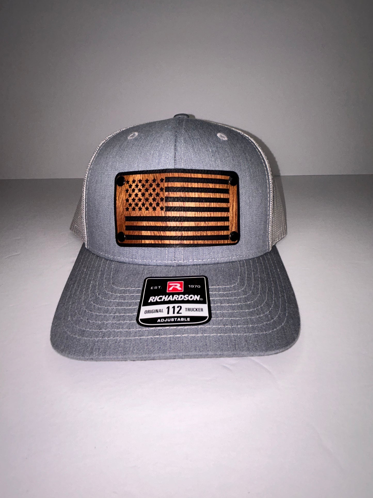 Wood & Leather American Flag Patch Hat - Richardson