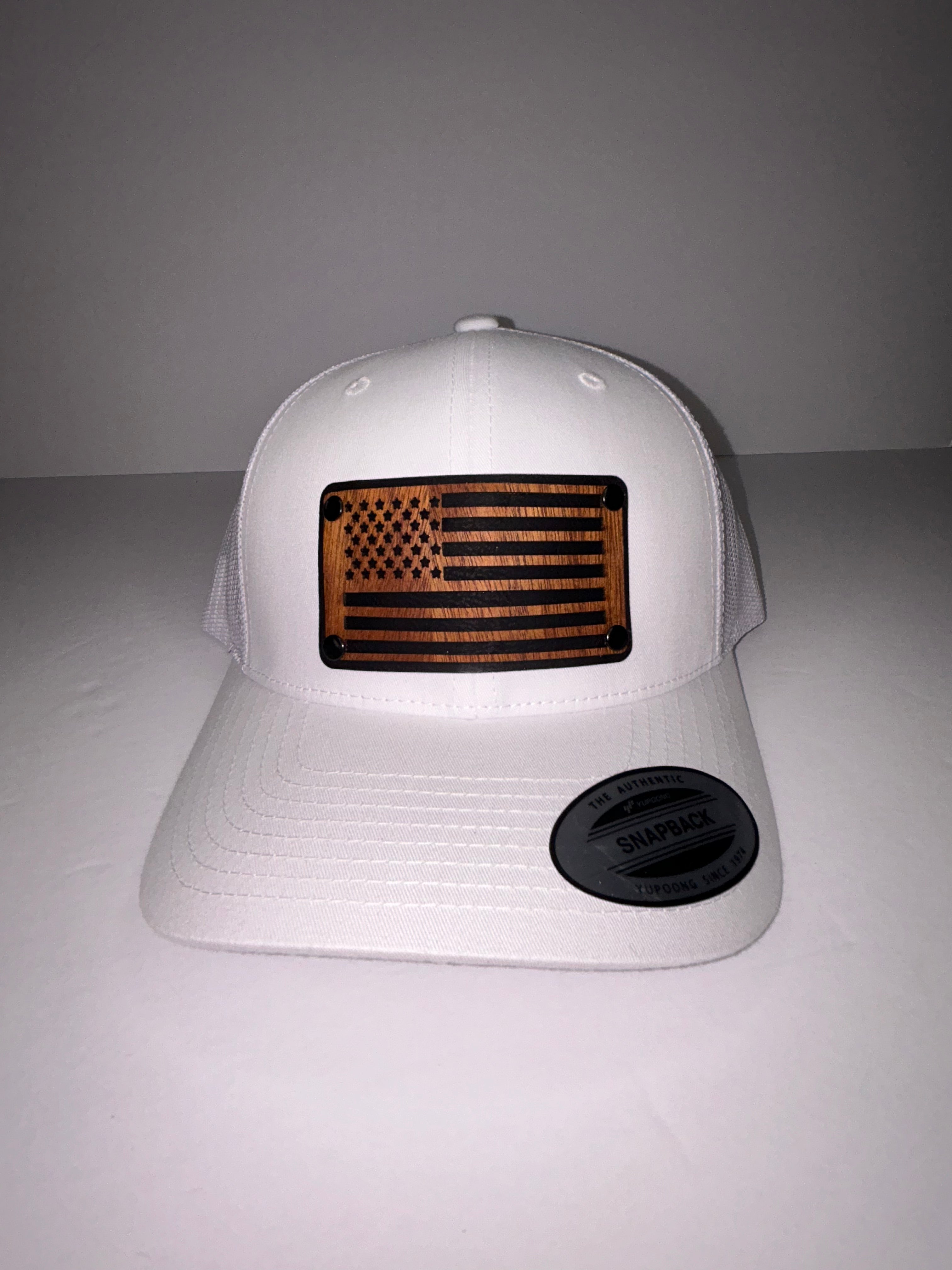 Richardson 112 American Flag Snapback Trucker Hat – Mesh Back, Leather Patch