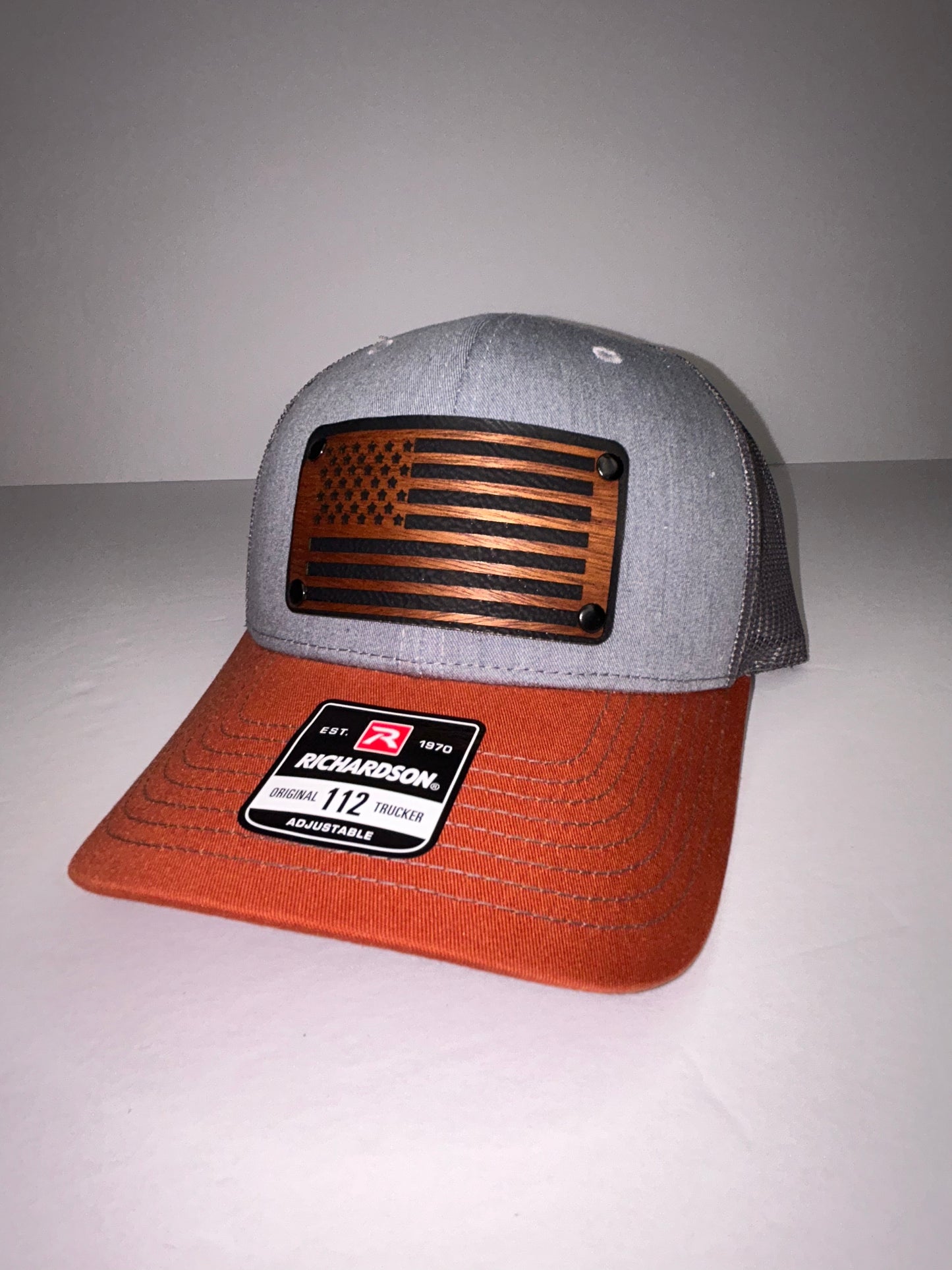 Wood & Leather American Flag Patch Hat - Richardson