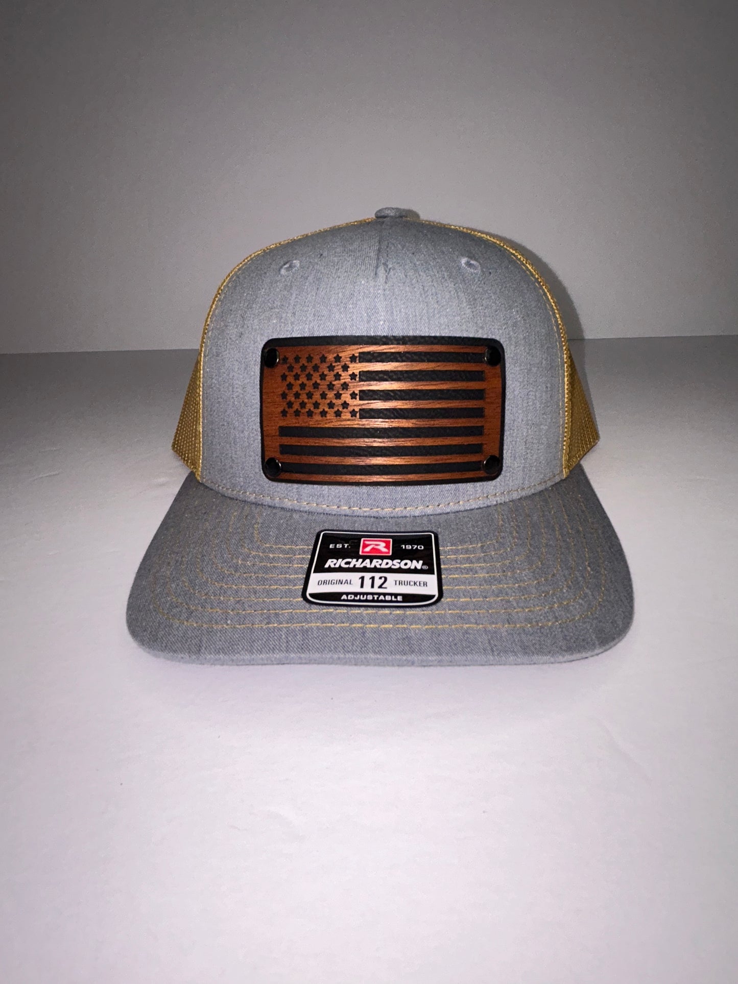 Wood & Leather American Flag Patch Hat - Richardson