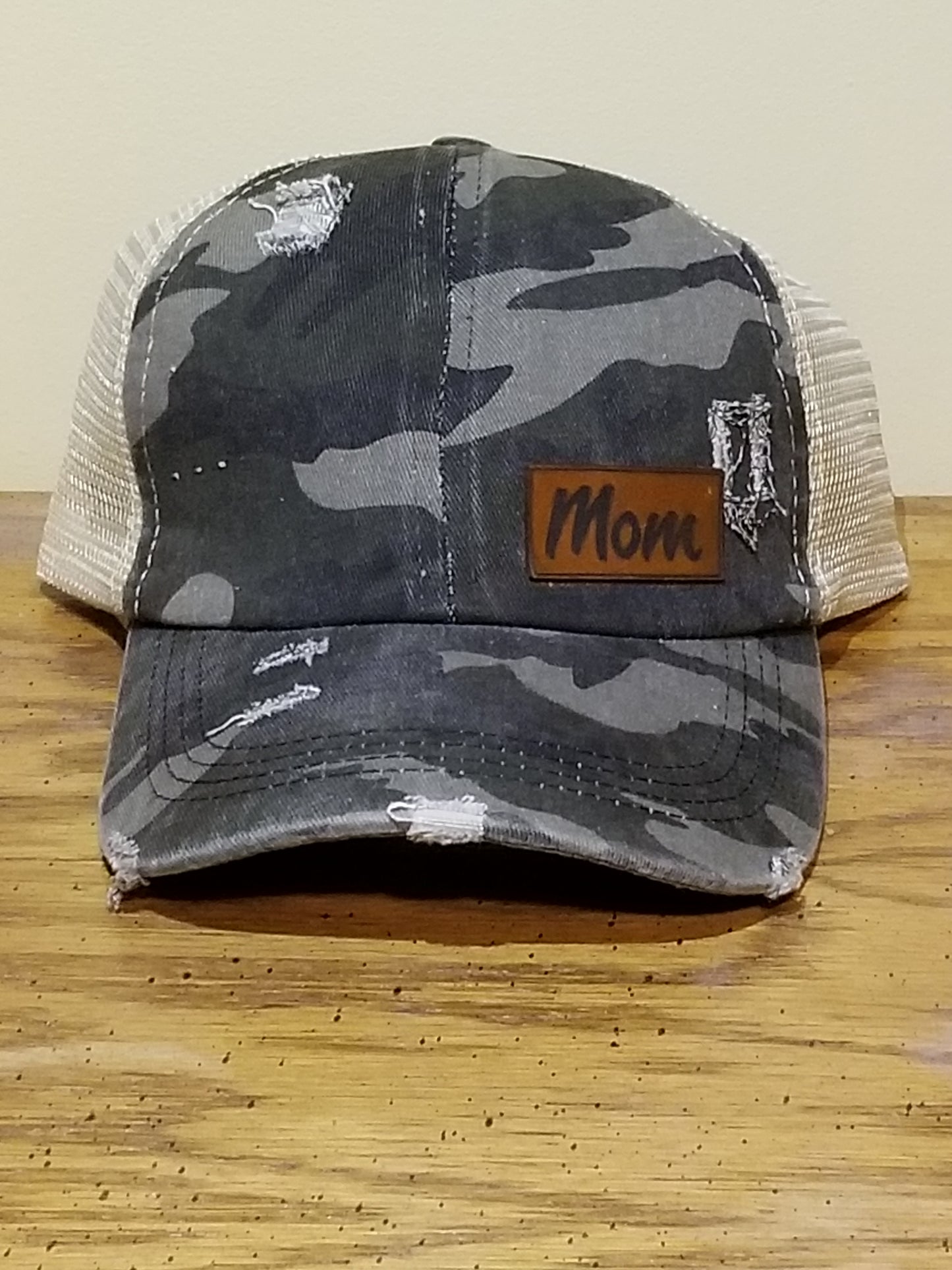 Mom - Ladies Ponytail Leather Patch Hat