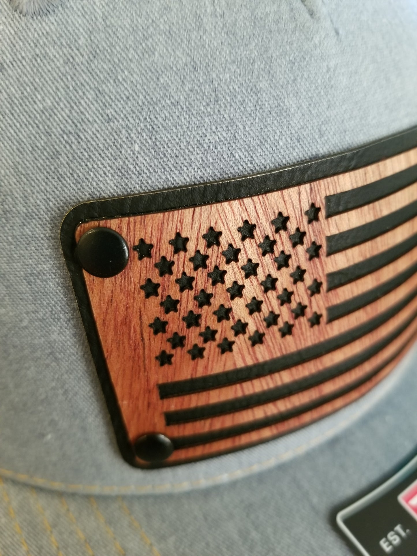 Wood & Leather American Flag Patch Hat - Richardson