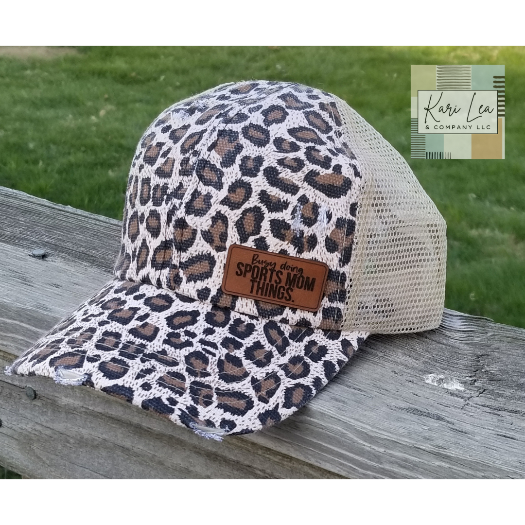 Busy Doing Sports Mom Things - Ladies Ponytail Leather Patch Hat